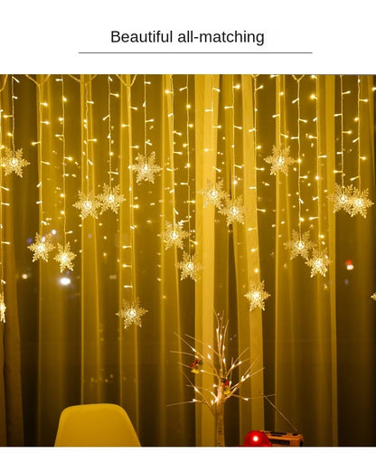Snowflake Curtain Lights – 3.2 m LED Christmas Window Lights, 8 Modes