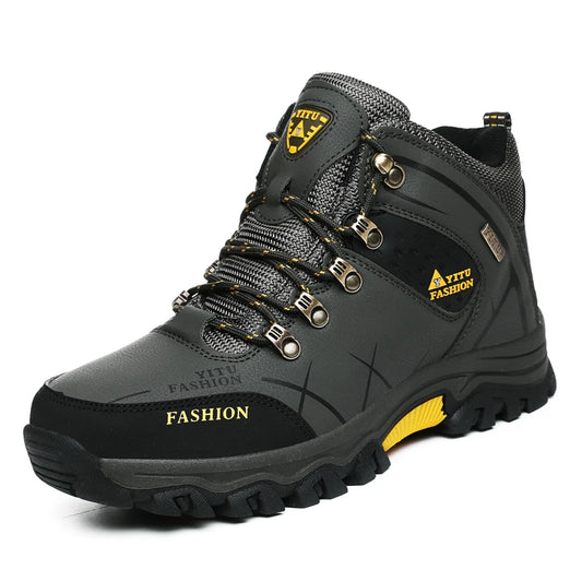 Men's Waterproof Split-Leather Winter Snow Boots