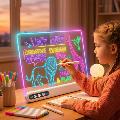 LED Light-Up Drawing Board – Rechargeable, with Timer & 7 Markers