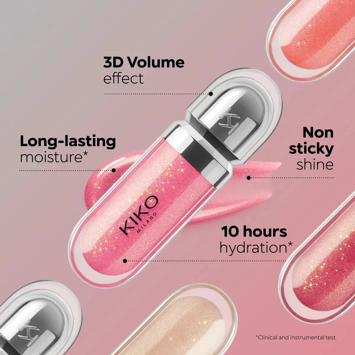 Original Kiko 3D Mirror Lip Glaze Waterproof Non Fading and Non Stick Cup Gentle Bean Paste Color Fine Shiny Point Charm Red