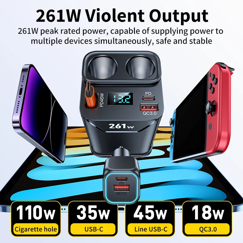 7-in-1 Cup-Holder Car Charger Adapter