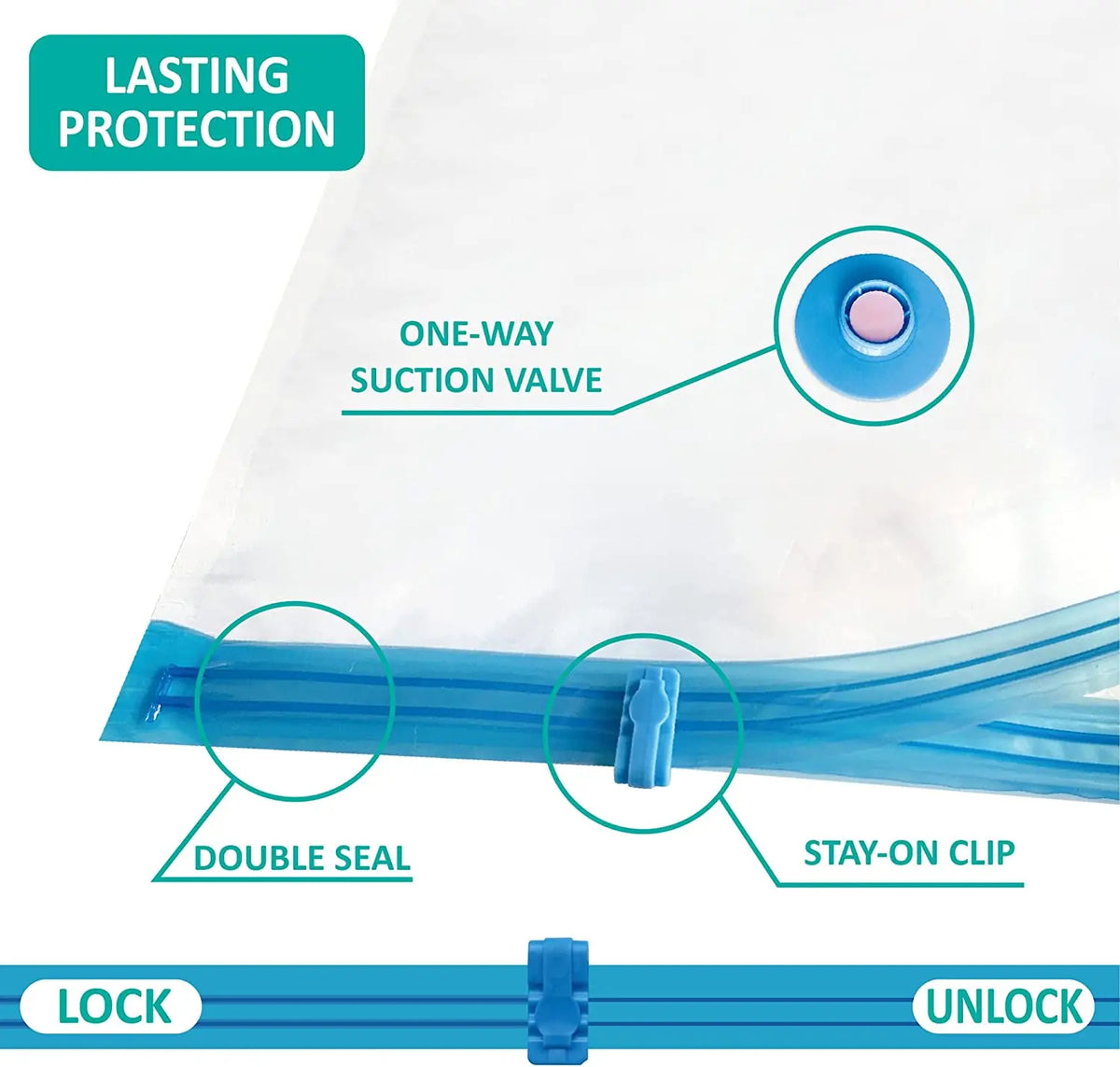 Vacuum Storage Bags for Clothes | Space Saver Bags with Valve | 6 Sizes Available