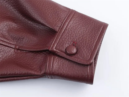Chaqueta de cuero sintético con cremallera para mujer Guobioziy