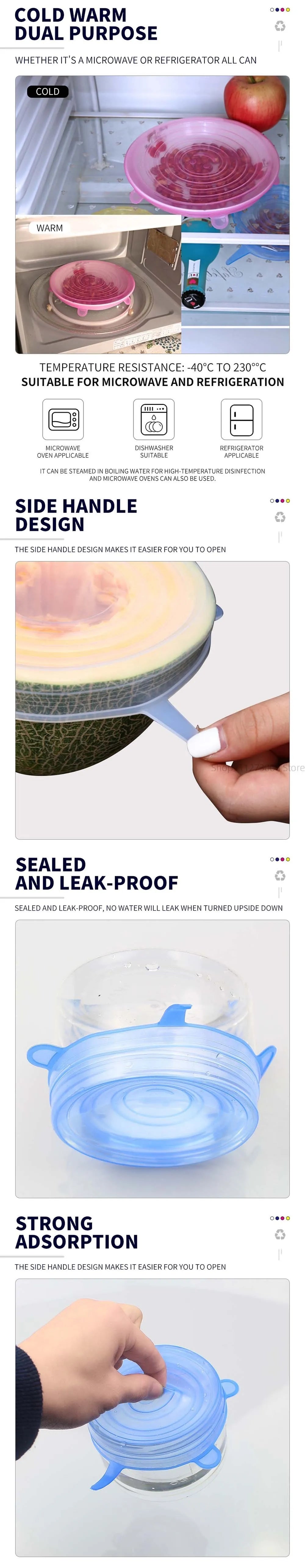Silicone Stretch Lids – 6-Piece Reusable Food & Bowl Covers
