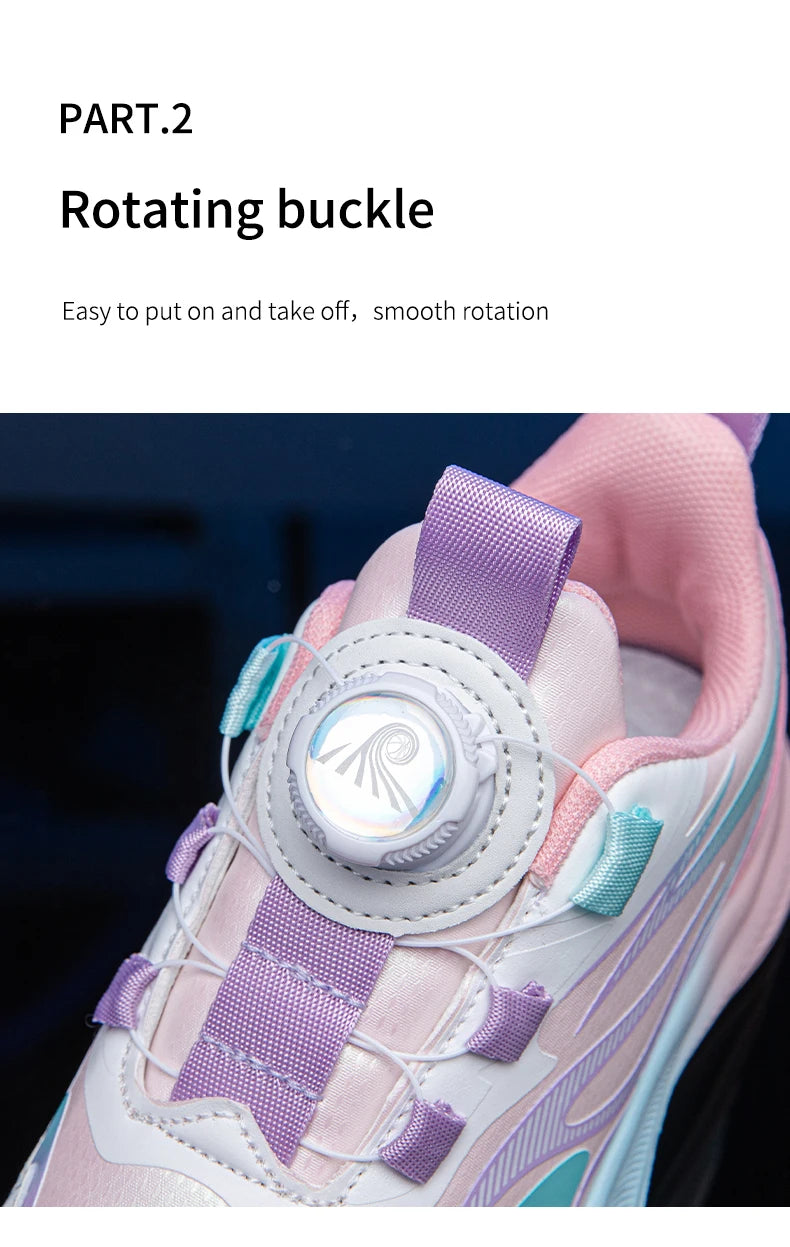 Girls' Buckle-Strap PU Sneakers