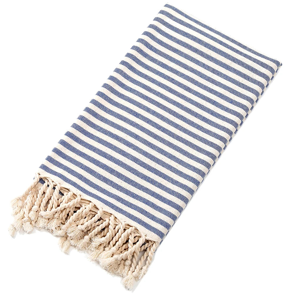 Turkish-Style Striped Tassel Towel – Large 100 × 180 cm