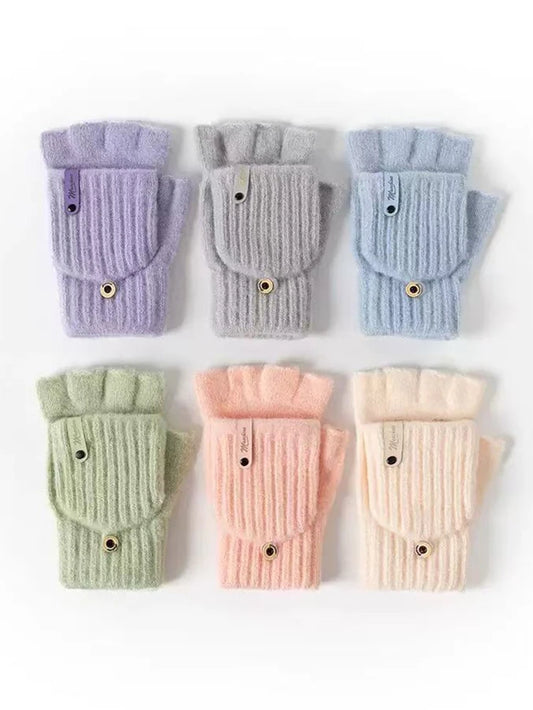 Girls' Knit Fingerless Gloves – Soft Winter Writing Gloves