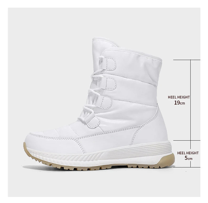 Women's Lace-Up Snow Boots – Plush-Lined Mid-Calf Winter Boots