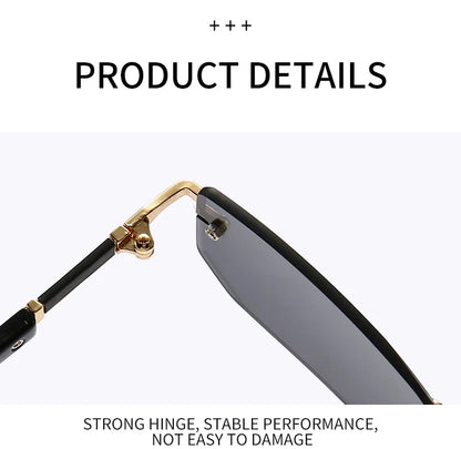 Rimless Rectangle Sunglasses | Trendy Small Square Summer Shades