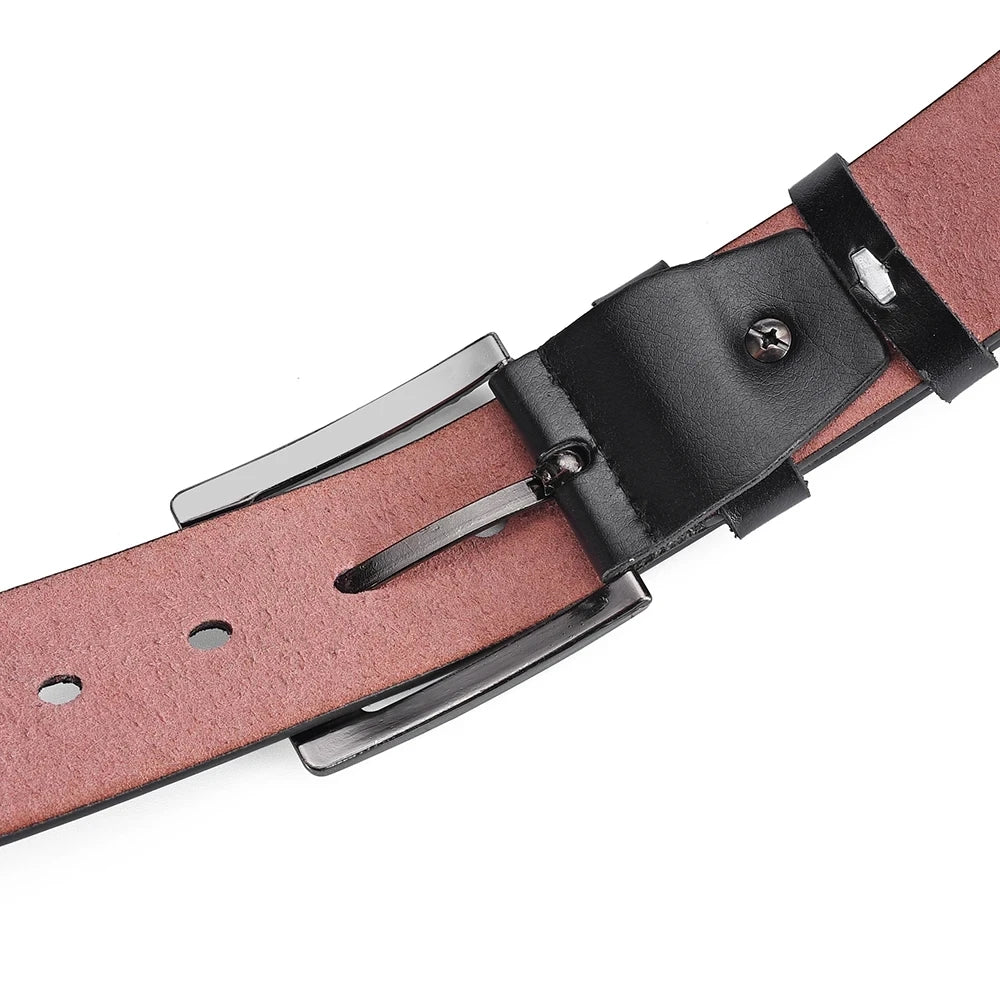 Men's Classic Pin-Buckle Belt – Black Faux Leather Jeans Belt