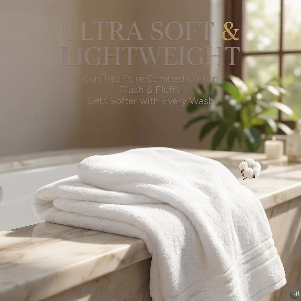 600 GSM Cotton Towel Set – 3 Pieces, Zero-Twist & Fluffy