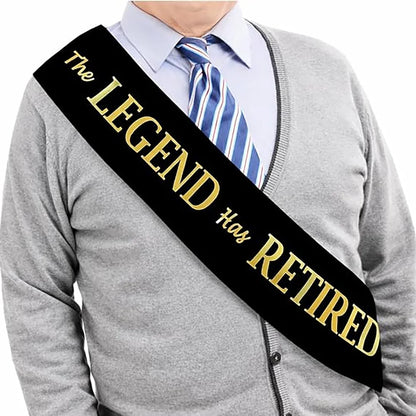 "The Legend Has Retired" Sash – Black & Gold Retirement Party Sash