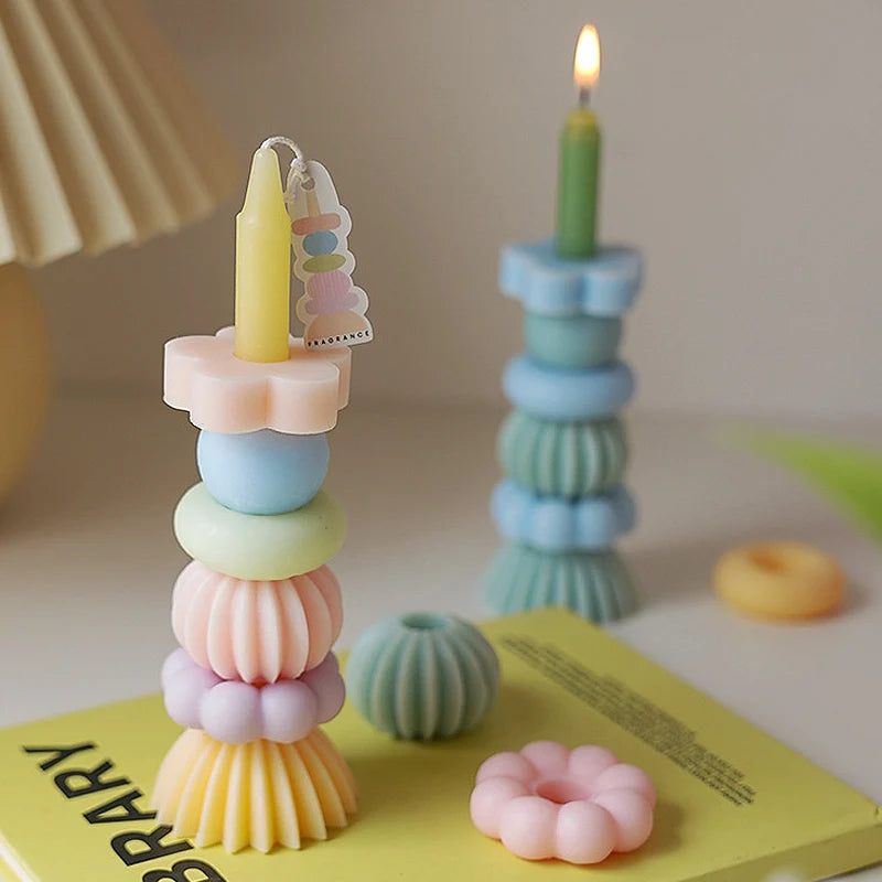 Stackable Geometry Scented Candle Aromath Soy Wax Candles for Wedding Birthday Candles Party Home Decoration Souvenirs Gifts