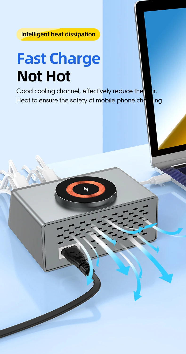 140W 8-Port USB-C PD & QC Fast Charger