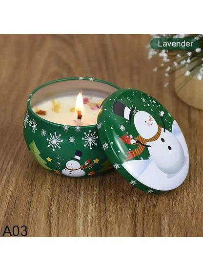 Weihnachts-Aromatherapie-Kerzen Weihnachtsmann Schneemänner Blechdosen Kerze Weihnachtsdekoration für zu Hause Weihnachten Neujahr 2025 Navidad