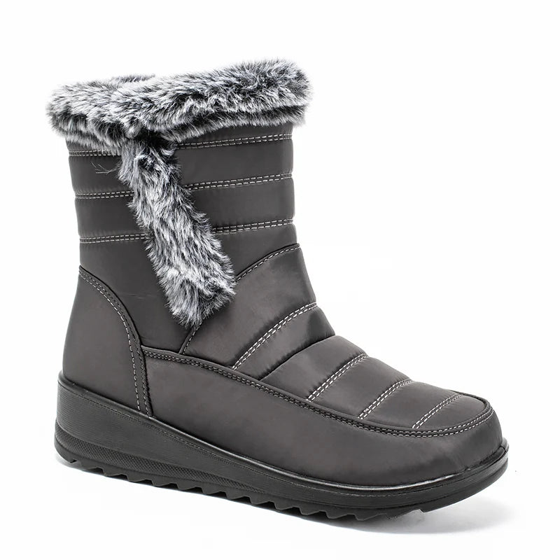 Thick Warm Long Plush Waterproof Snow Boots Women Winter 2025 Non Slip Soft Fur Ankle Boots Woman Plus Size 44 Cotton Shoes Mom