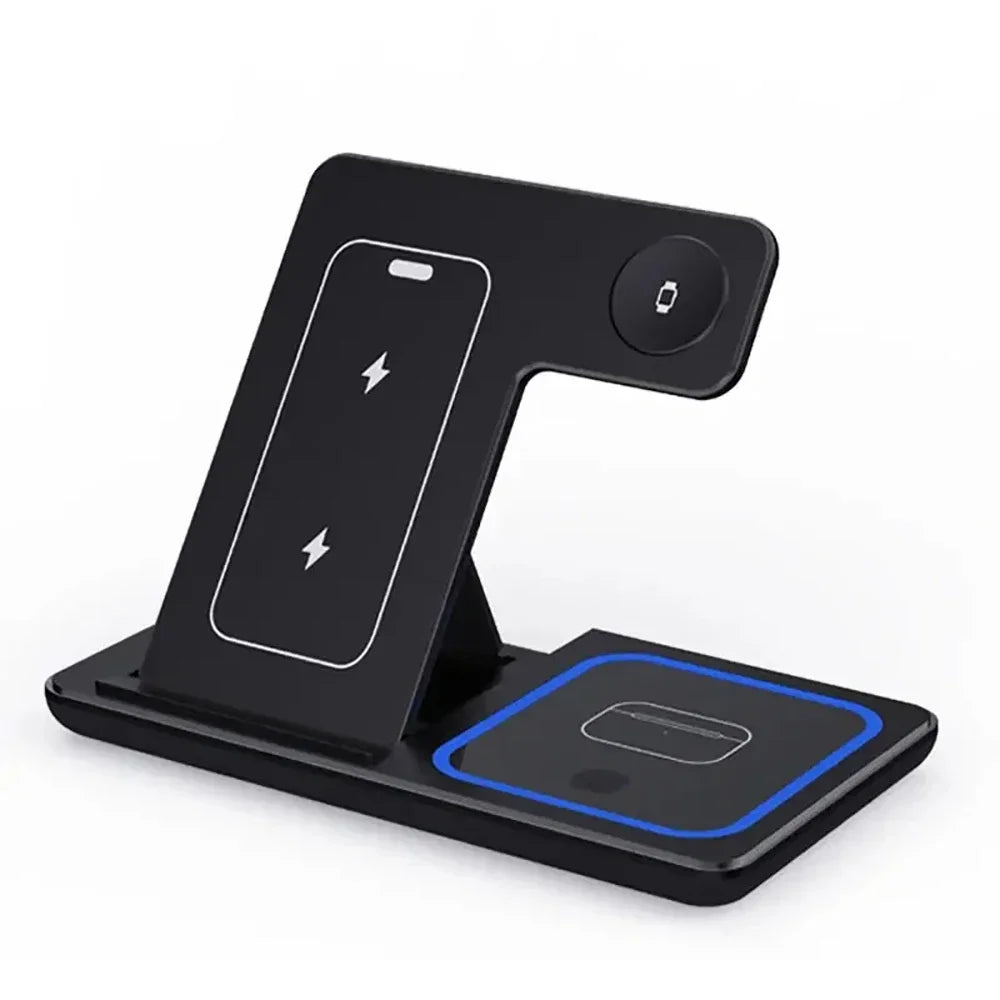 30W Foldable 3-in-1 Wireless Charging Stand with LED
