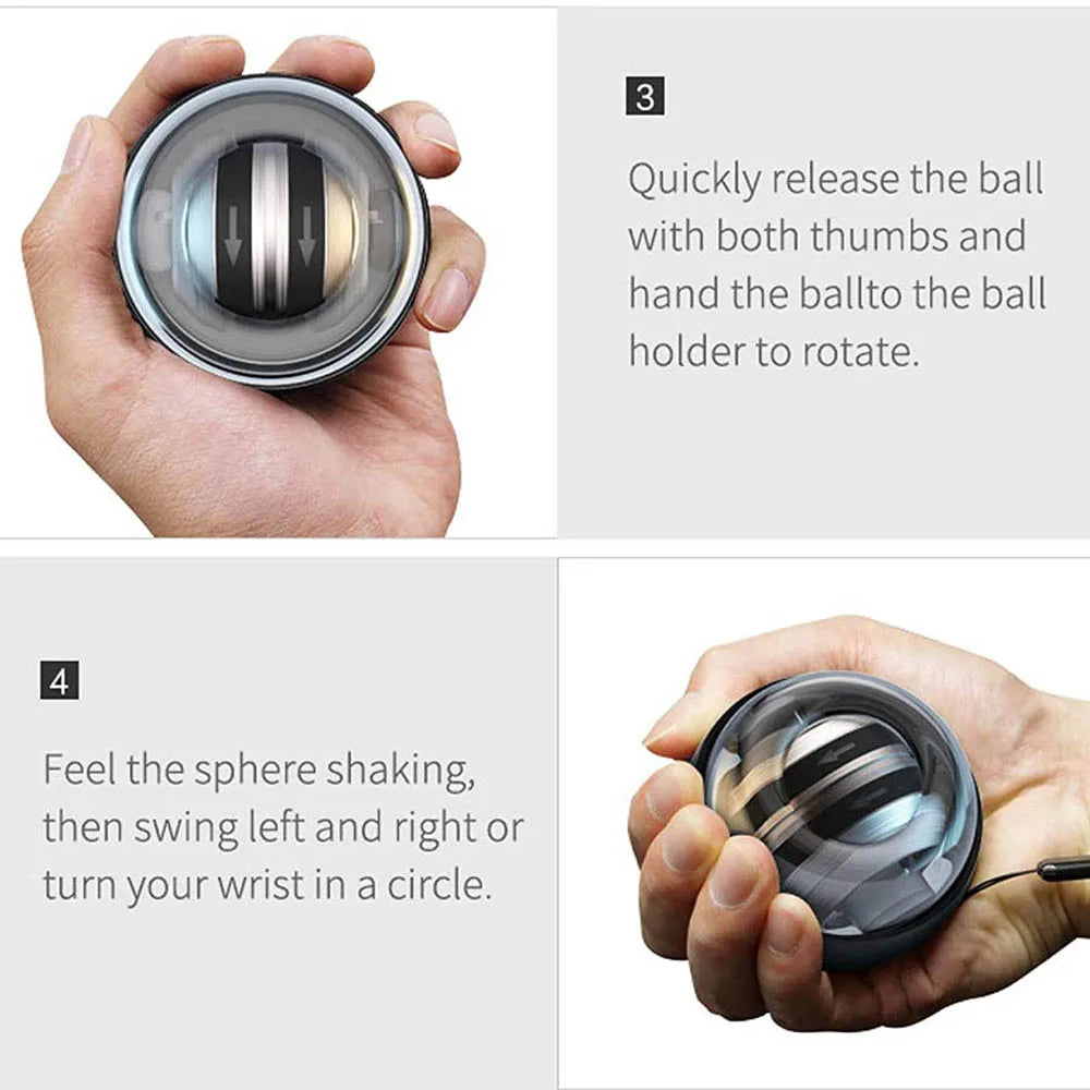 Wrist Power Wrist Hand Ball Auto-Start Grip Ball Strengthener Gyroscopic Arm Gyro Hand Ball Home Fitness Forearm Exerciser