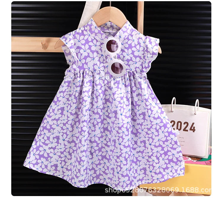 Girls' Breathable A-Line Beach Dress - Soft Summer Holiday Dress, Sizes 80-140cm