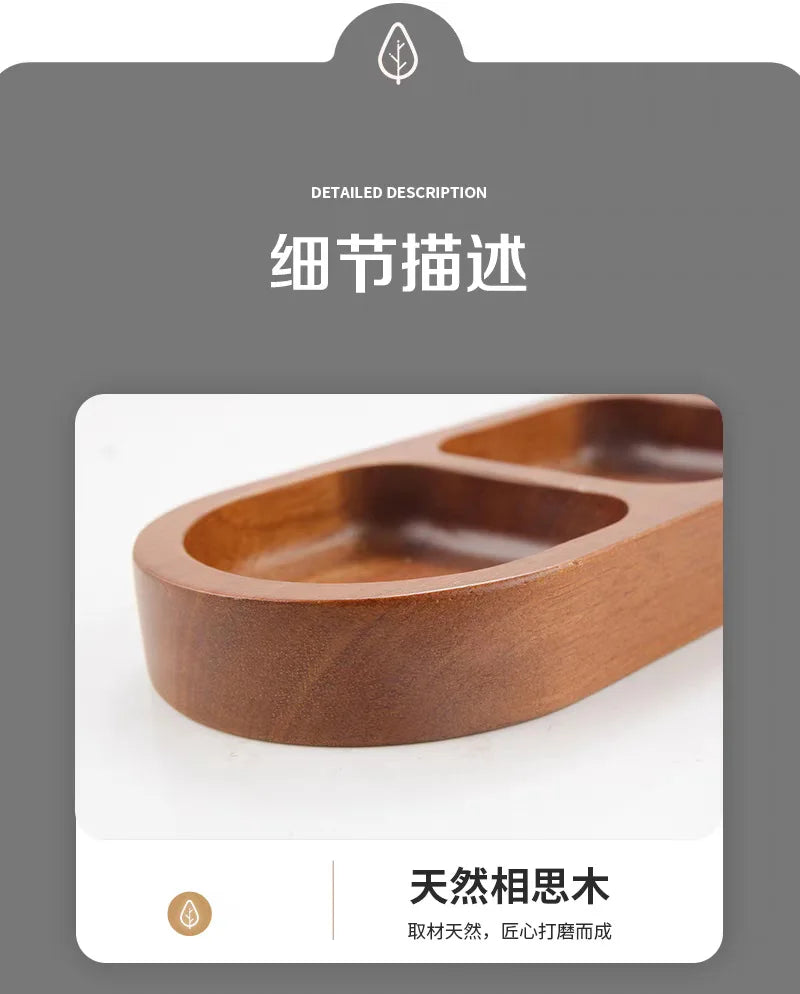 Solid Wood Divided Condiment & Snack Tray
