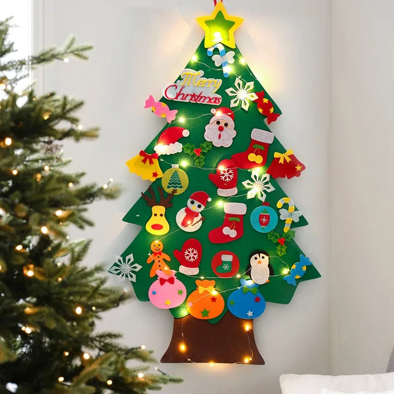 Sapin de Noël en feutrine à faire soi-même pour enfants – Sapin mural avec décorations à coller