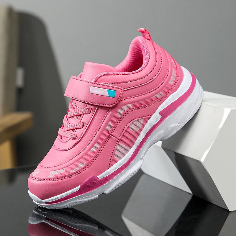 Girls Sport Shoes Waterproof Running Kids Sneakers Casual Leather Pink Breathable Fashion Antislip Lightweight Children Shoes