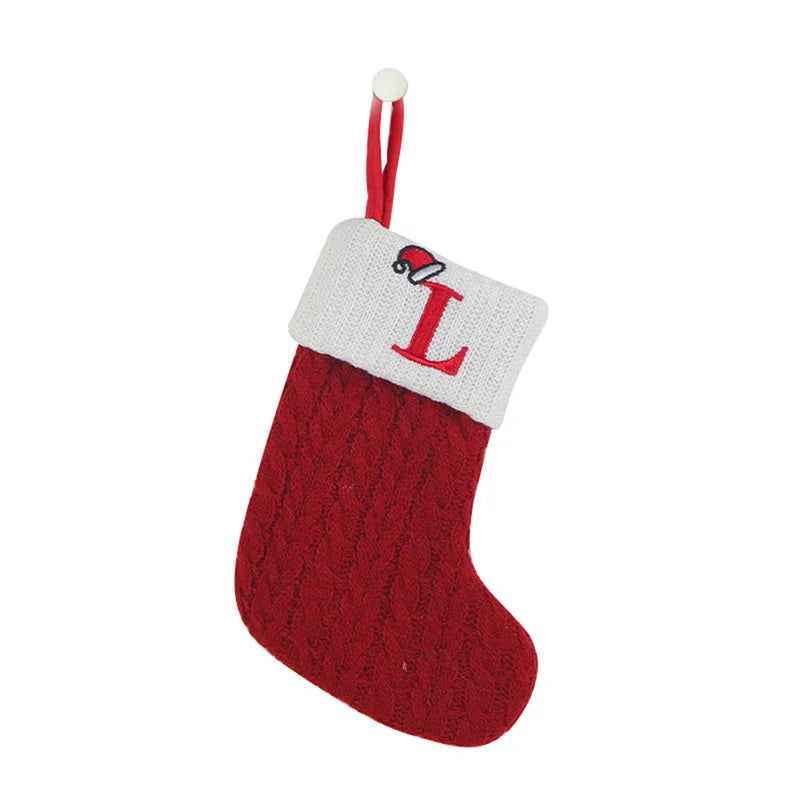 Knitted Initial Christmas Stocking – Letter A–Z Personalized
