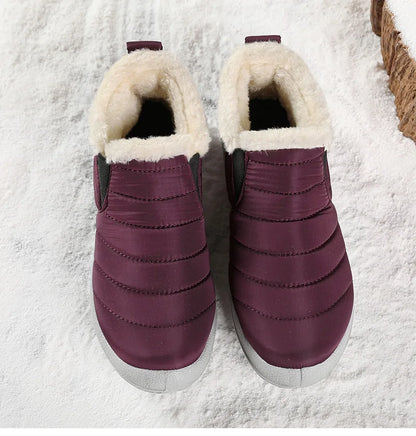 KUIDFAR Stivali invernali da uomo senza chiusura con fodera in peluche
