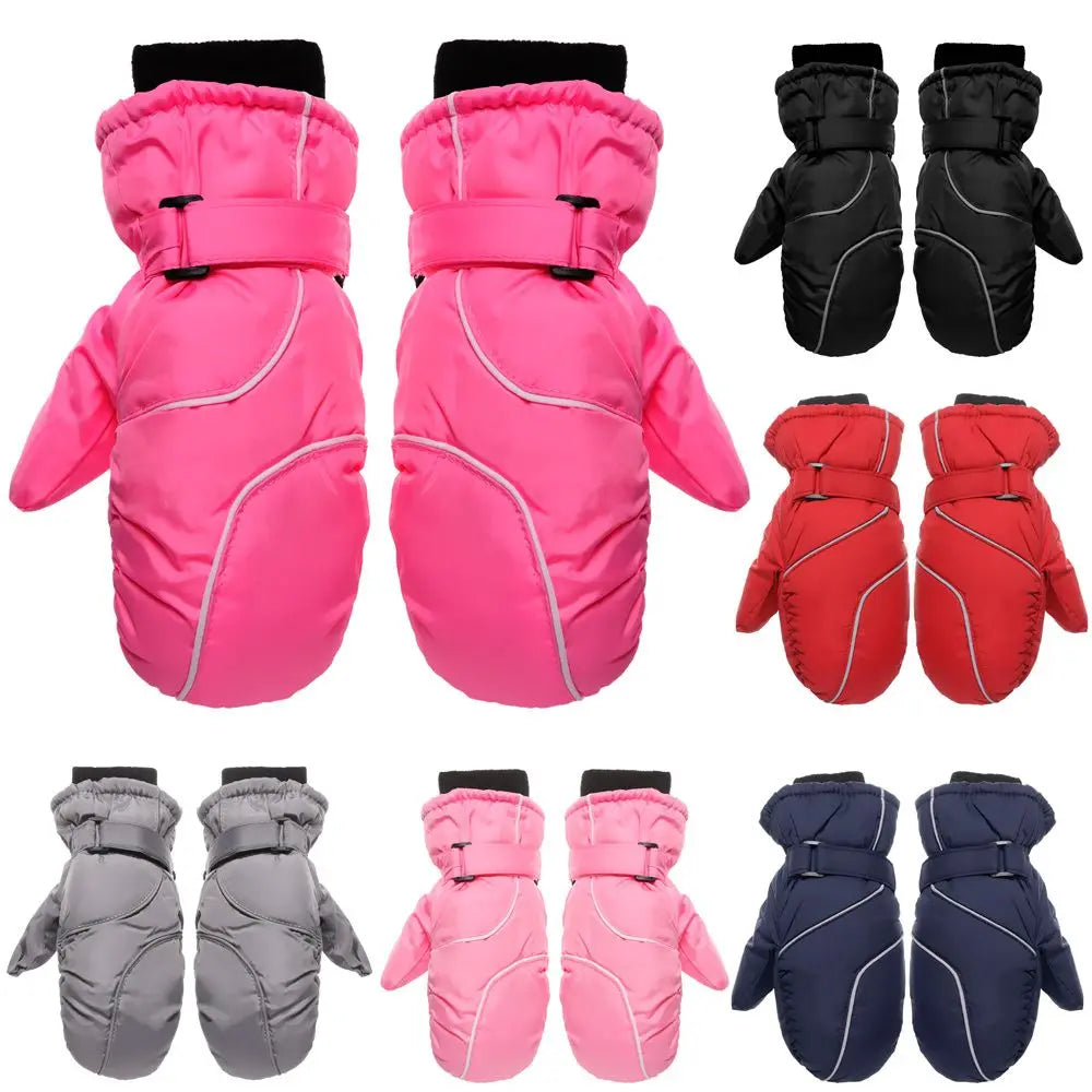Kids' Adjustable Ski Gloves – Velvet-Lined Snow Gloves (Ages 5–9)