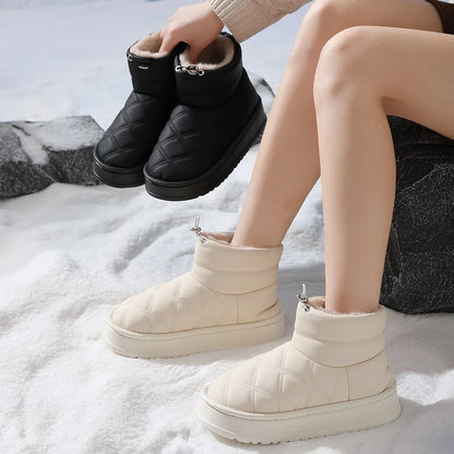 Damen-Winterstiefel mit hohem Schaft und Plüschfutter