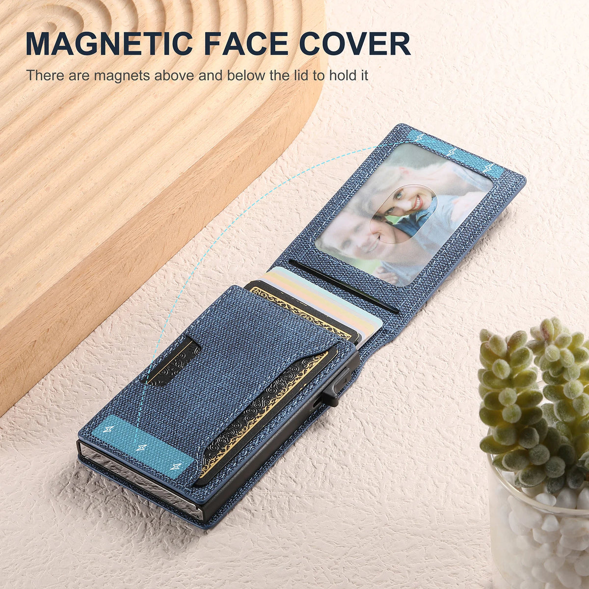 Push-Out Card Holder Wallet – Slim Faux Leather, Holds up to 12 Cards
