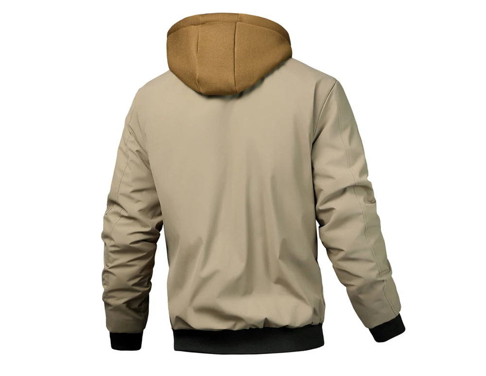 Autumn Winter Men's Warm Windbreaker Jacket Outdoor Man Thick Windbreaker Hiking Hooded Coats Men Thermal Sports Zipper Parkas J