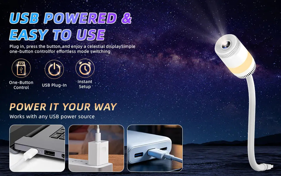 HD Planetarium Star Projector – Galaxy & Ocean Night Light with Film Discs