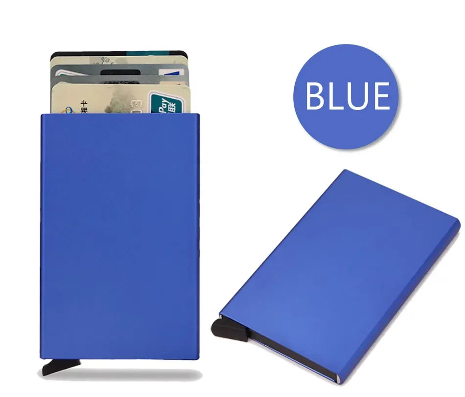 Slim Metal RFID Card Holder – Pop-Up Minimalist Wallet for Men & Women