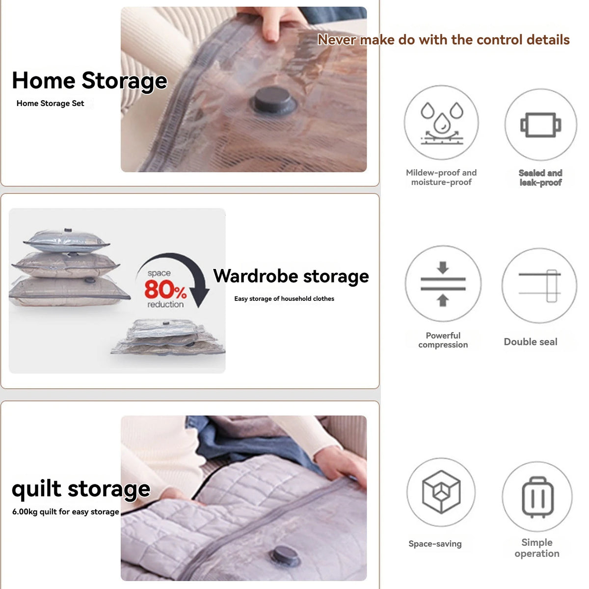 Vacuum Compression Bags with Rechargeable Electric Pump | 9-Pack Travel Space Saver Bags for Luggage & Suitcases