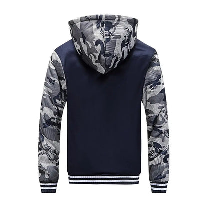 WHWR Giacca con cappuccio e zip mimetica da uomo