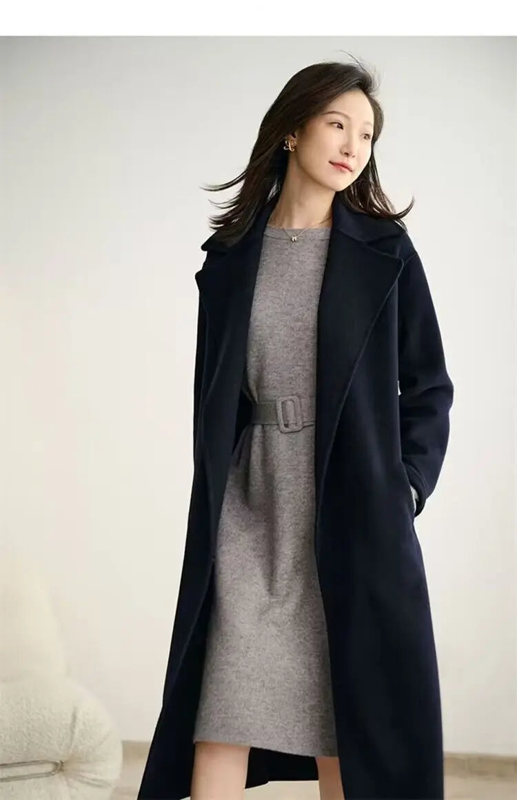 Women's Knit A-Line Midi Dress with Sash