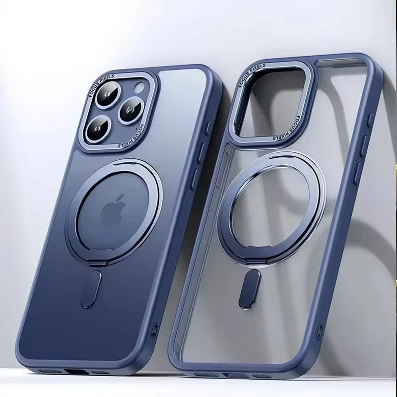 Magnetic iPhone Case with 360° Rotating Ring Stand