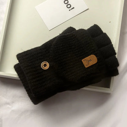 Guantes de punto de medio dedo – Guantes de invierno sin dedos unisex, 4 colores