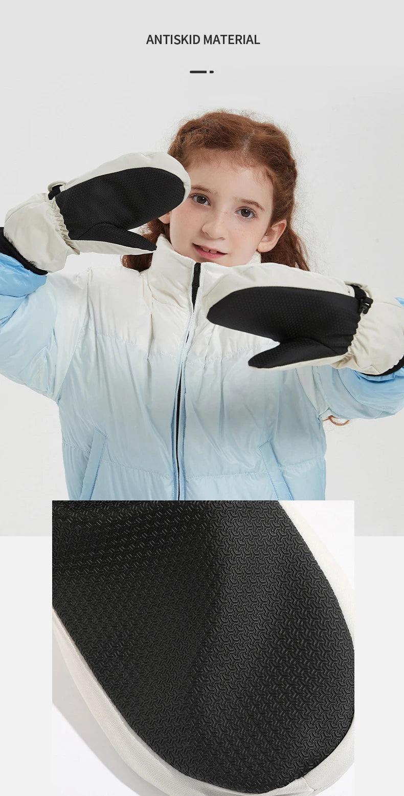 Kids' Waterproof Ski Mittens with Long Cuffs – Ages 6 to 12