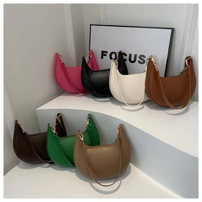 Women's Crescent Moon Shoulder Bag – Soft Vegan Leather Handbag