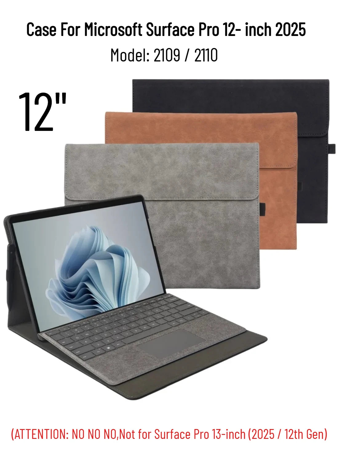 Case for Microsoft Surface Pro 12 Inch 2025 Portfolio Case Multiple Angle Stand Tpu Shell for Surface Pro 12" Model 2109/2110
