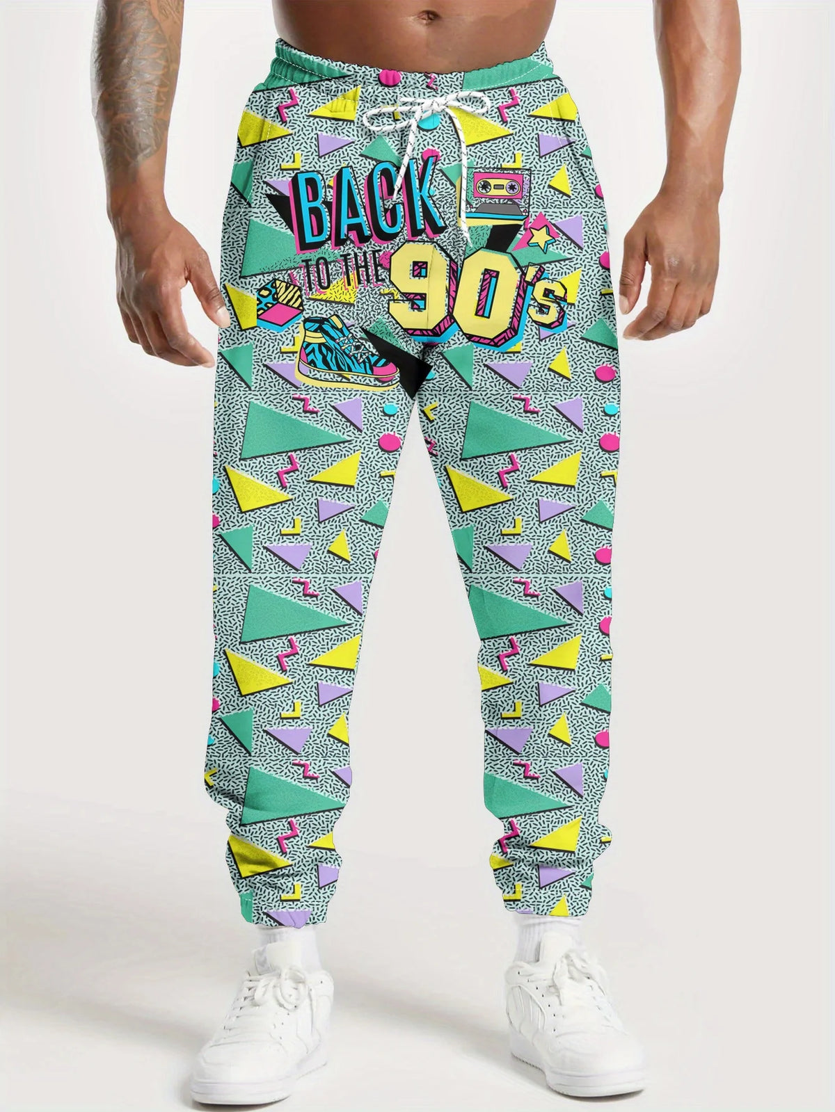 Men's Retro 80s & 90s Print Jogger Pants