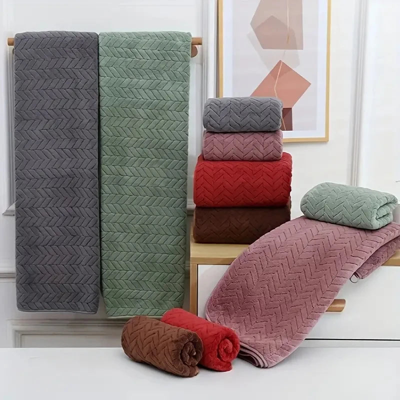 6-Piece Coral Velvet Towel Set – Soft, Thick & Absorbent