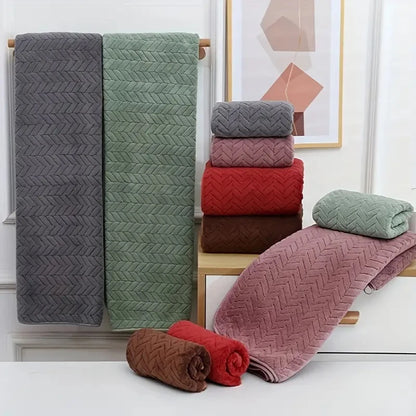 Juego de 6 toallas de terciopelo coral – Suaves, gruesas y absorbentes
