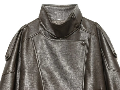 Chaqueta de cuero sintético con cremallera para mujer Guobioziy