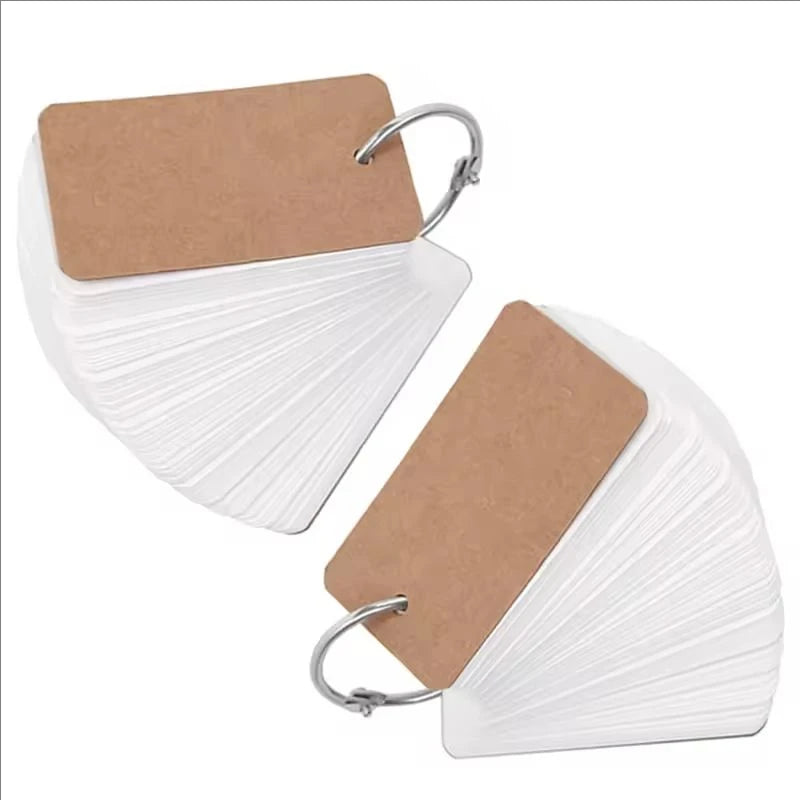 Kraft Paper Blank Flashcards with Binder Rings Spiral Notepads Detachable Kids Mini Notebooks Study Cards Book Kawaii Stationery