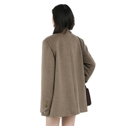 CHIC VEN Damen-Langmantel aus Wollmischung mit einem Knopf
