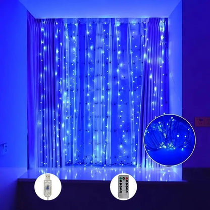 Cortina de luces LED con control remoto – USB, 8 modos, de 3 m a 6 m