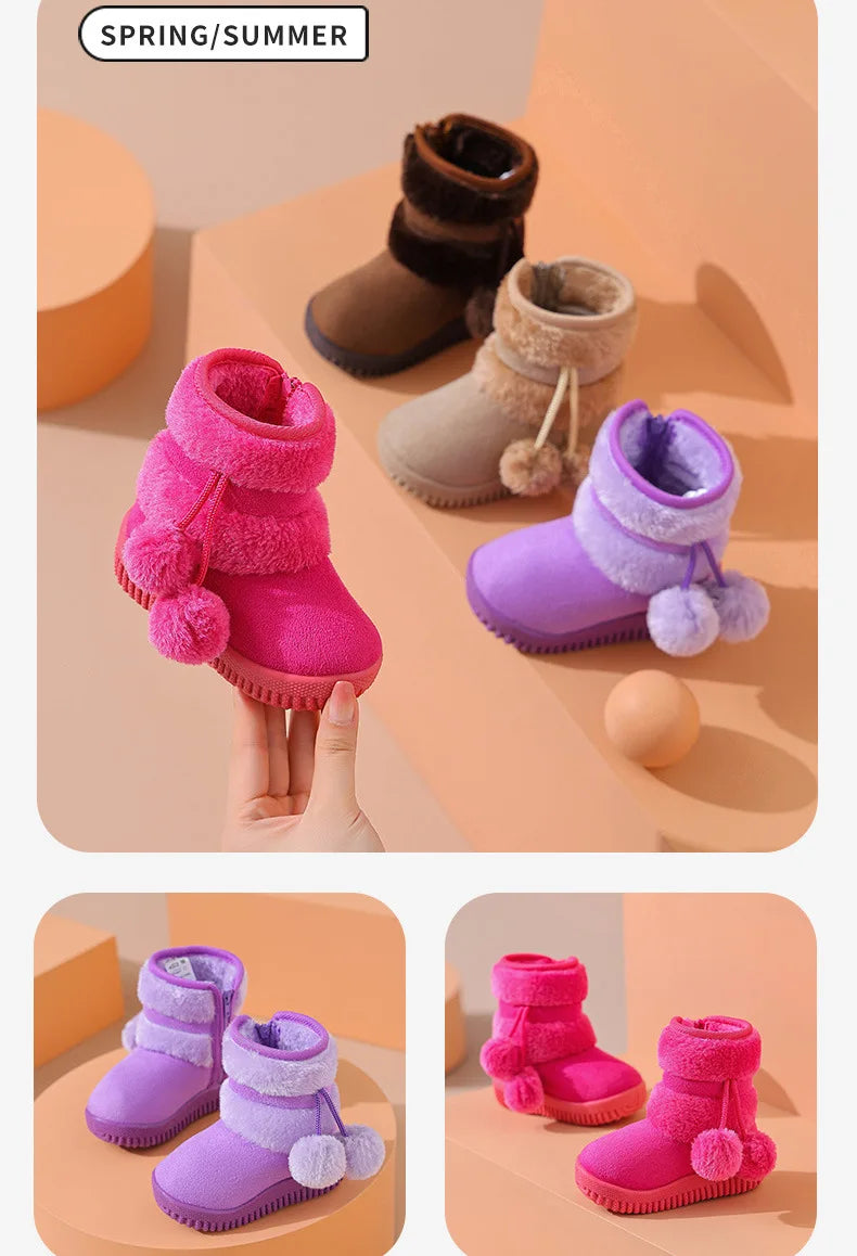 2026 New Girls Snow Boots Winter Comfortable Thick Warm Kids Boots  Thick Children Autumn Cute Boys Boots Princess Shoes